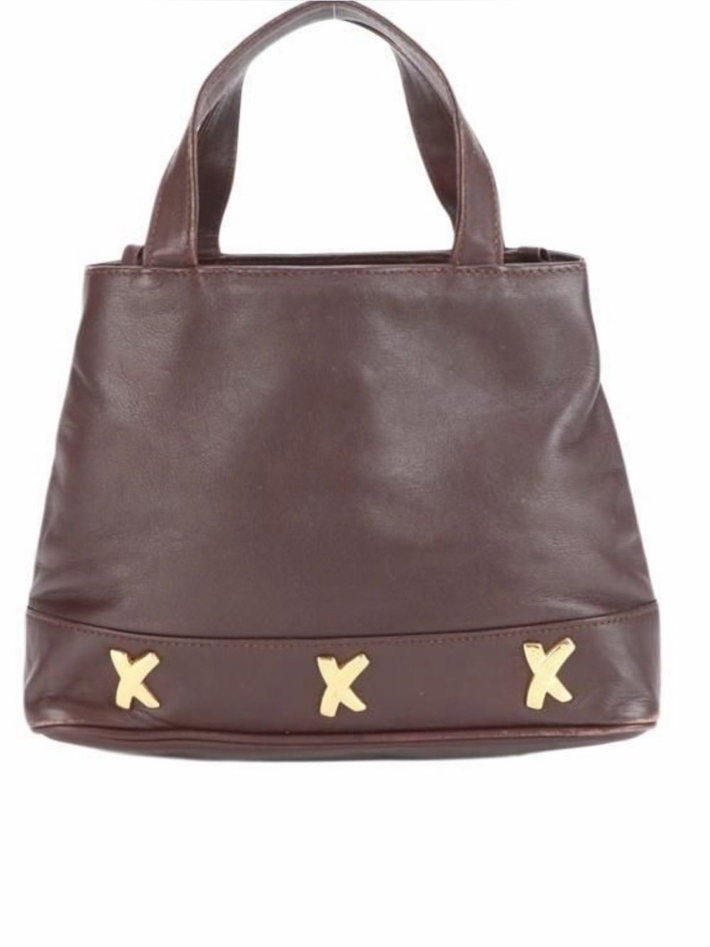 Paloma Picasso Brown Leather Tote Bag with Gold Accent